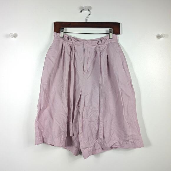 Gap Shorts Women's Size 4 Quartz Pink Self-Tie Paper High Waisted Bermuda Linen - Picture 1 of 8